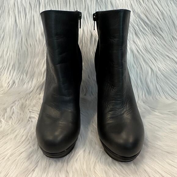 Steve Madden Upstage Ankle Boots Suede Leather Chunky Heel Platform Boots Black - Picture 4 of 8